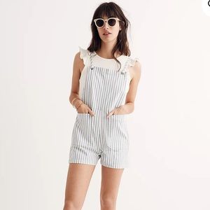 Madewell striped overalls size Small